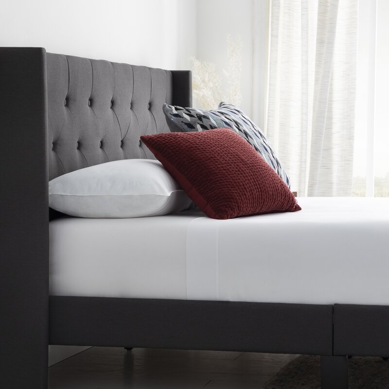 Petersen solid wood tufted on sale low profile platform bed